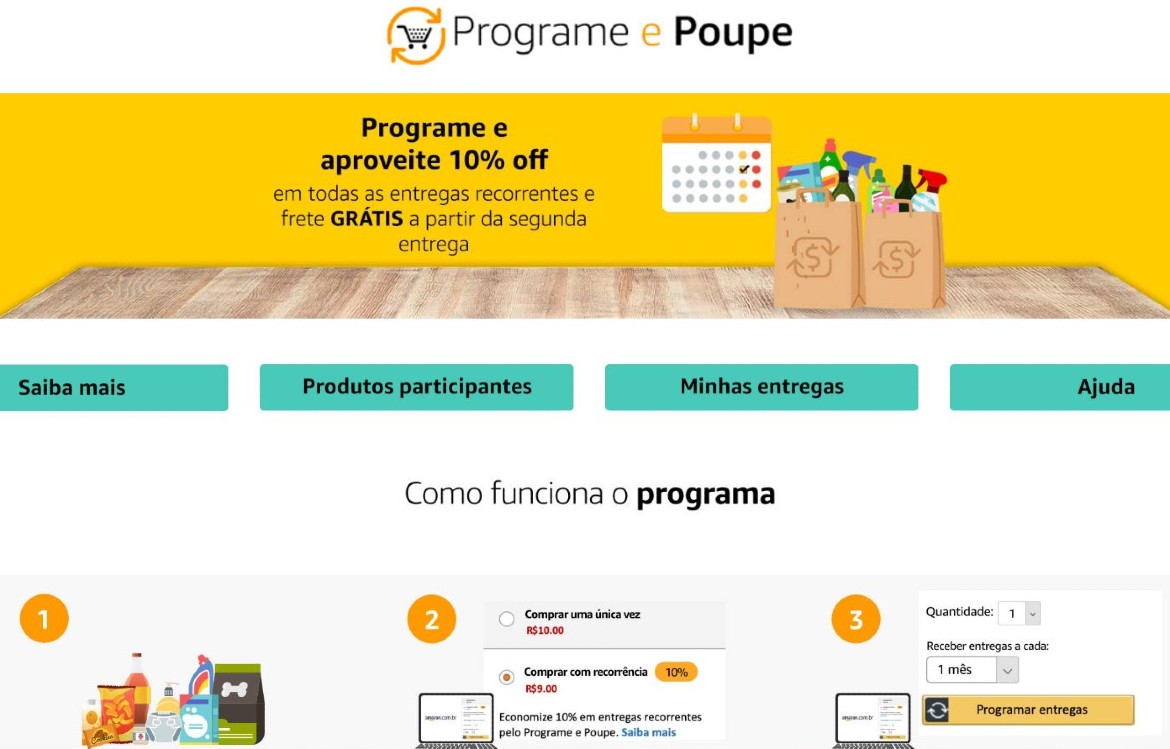 Amazon Lança Serviço Programe e Poupe